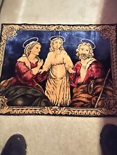 Vintage Holy Family Silk Tapestry 22x29 picture