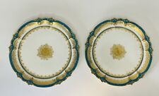 2 Antiq 8.5” Gerard Dufraisseix &Abbott GDA Limoges Turquoise Gold Plates 1 Chip picture
