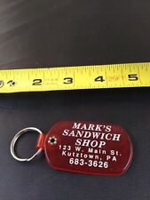 Vintage Mark's Sandwich Shop Kutztown Keychain Key Ring Chain Hangtag *115-G picture