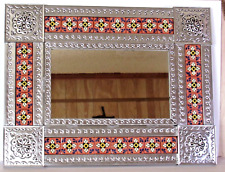 Talavera Tile Punched Tin Mirror 25 x 19 inch picture