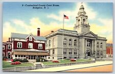 Bridgeton New Jersey~Cumberland County Court House Street View~1949 Linen PC picture
