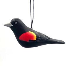 Red Winged Blackbird Bird Fair Trade Nicaragua Wood Handcrafted Ornament picture