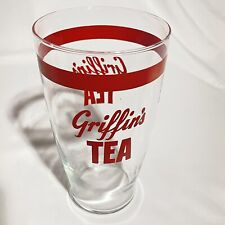 Vintage 1950's Griffin's Tea Tall Glass Tumbler Clear w/Red Lettering picture