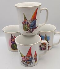 Vintage Lot of 4 Coffee Mugs Cup 1982 Gnomes s Family Life Rien Pourtvliet Japan picture