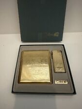 Vintage Colibri Gold Tone Cigarette Case & Lighter Set picture