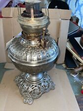USCF Antique Fancy Nickle Plated Rayo Type Oil Lamp picture