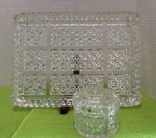 Heavy Brilliant Cut Crystal Vanity Tray With Matching Container picture