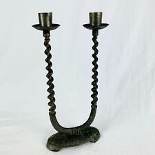 Tall Candle Holders U Shaped Israel Corkscrew Twisted Metal Mid Century Modern picture
