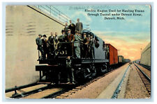 1911 Passenger Scene Electric Engine Used for Hauling Trains Detroit MI Postcard picture