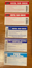 5 DIFFERENT VINTAGE BLOCKBUSTER VIDEO MOVIE RENTAL RAIN CHECK COUPONS No Value picture