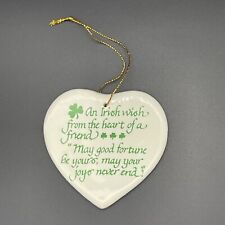 Liffey Artefacts Kildare Ornament Clover Ceramic “Irish Wish” Heart St. Patricks picture