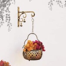 Handcrafted Iron Small Flower Basket Antique Golden Finish picture