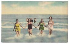 Bathing Beauties c1940's women in surf, beach scene picture