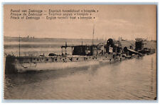 Belgium Postard Attack of Zeebrugge English Torpedo Boat c1910 Unposted picture