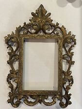 Vtg Ornate Detailed Brass Tone Picture Frame Easel - 4x6 Preowned Frame 12x8 picture