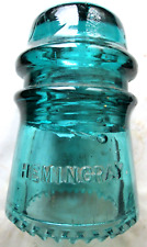VINTAGE HEMINGRAY No. 16 THREADED GLASS DARK GREEN SHARP DRIP POINTS, USED picture