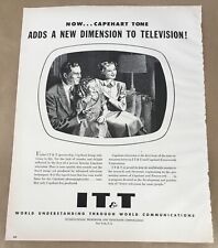 IT&T television 1949 vintage print ad 1940s art illustration telephone retro picture