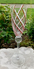 Eastern Design Crystal Handmade Red & White Swirl Champagne Glass Toasting Flute picture