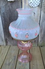 Aladdin Pink Crystal Lincoln Drape Incandescent Oil Lamp with Shade Ring & Shade picture