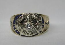 MENS 10K SOLID GOLD MASONIC   .15 ct. GENUINE DIAMOND 12mm RING  SIZE 11 1/2 NR picture