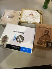 Beautiful, Lot Of 4 Wooden Cigar Boxes, Wood, Empty, assorted Storage picture