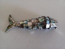 Mexican Abalone Shell Fish Bottle Opener Mother Of Pearl Articulated Fish picture