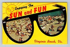 Virginia Beach VA-Virginia, Enjoying The Sun And Fun, Vintage Souvenir Postcard picture