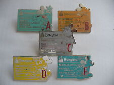 DISNEY PINS DISNEYLAND CAST LANYARD SERIES RIDE  TICKETS 5 PIN  COMPLETE SET picture