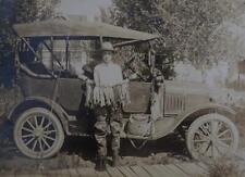 Boy with String of Fish & Early American Car Original Photograph Bk4-i picture