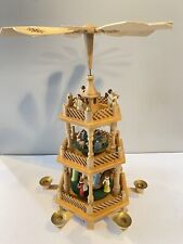 Vintage German Erzgebirge Expertic Christmas Nativity 3 Tier Candle Carousel picture
