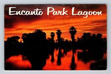 Phoenix AZ-Arizona, Sunset Over Encanto Park Lagoon, Antique, Vintage Postcard picture
