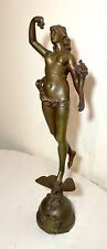 Large antique M. Fromantal Nude Lady solid Bronze 