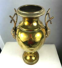 Large Antique Asian 19th Century Brass Ram's Head Handles Handled Urn Vase picture