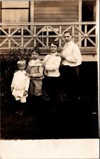 RPPC Four Boys Brothers Lined Up By Height Outside c1910-20s photo postcard HQ8 picture