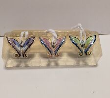 Lot Of 3 Cloisonné Metal Hanging Butterfly Ornaments Decorations Butterflies picture