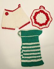 3 Vtg Handmade Crochet Pot Holder Hot Pad Trivet Undies & RARE Pitcher & Octogon picture