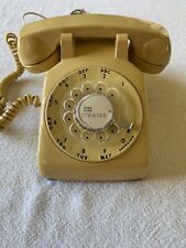 Vintage Rotary Dial Desk Phone Harvest Gold Yellow 1983 Sticker on bottom picture