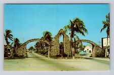 Ft Myers Beach FL-Florida, Rustic Stone Archway to Beach, Vintage Postcard picture