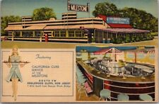 c1940s ENGLEWOOD CLIFFS New Jersey LINEN Postcard MILESTONE RESTAURANT Diner Bar picture