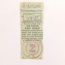 Vintage US Postal Money Order Purchasers Receipt New Paltz NY Dec 9 1960 picture