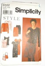 Uncut Simplicity 9102 Style Misses Dress, Top, Jacket, Skirt and Bag Size 10-22 picture