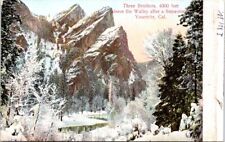 1907, Three Brothers in the Winter, YOSEMITE, California Postcard - M. Rieder picture