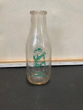 Rare Johnny's Dairy Gorham New Hampshire Square Quart Milk Bottle Green Pyro picture