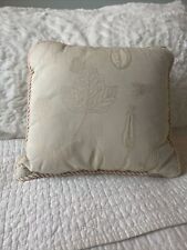 Vintage Toss Pillow Raised Flowers Leaves Dragonfly Bee Corded Cream Embroidered picture