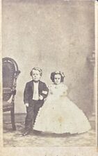 Antique Victorian CDV Photo Little Person Man Husband & Wife Married Couple picture