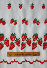 2 yards border print, embroidered strawberries on white, vintage cotton or blend picture