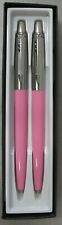 Parker Jotter Ballpoint Pen Stainless Steel & Pink Twin Pack Blue Ink New In Box picture