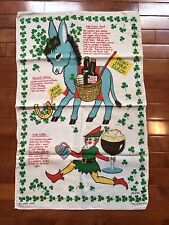 Vintage Erika Kitchen Linen Tea Towel Luck of the Irish Shamrocks Irish Whiskey picture
