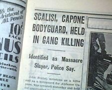 Best JOHN SCALISE Chicago Outfit Al Scarface Capone Hitman ARREST 1929 Newspaper picture