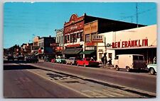 Ludington MI Main St~Ben Franklin Store~Gibbs Restaurant~Wards~Walgreens 1960s picture